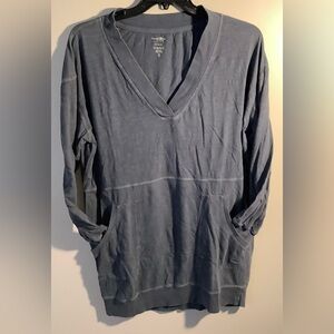 NWOT Natural Life Charlie Mini Dress 
Deep V-Neck Gray 100% Cotton Size S